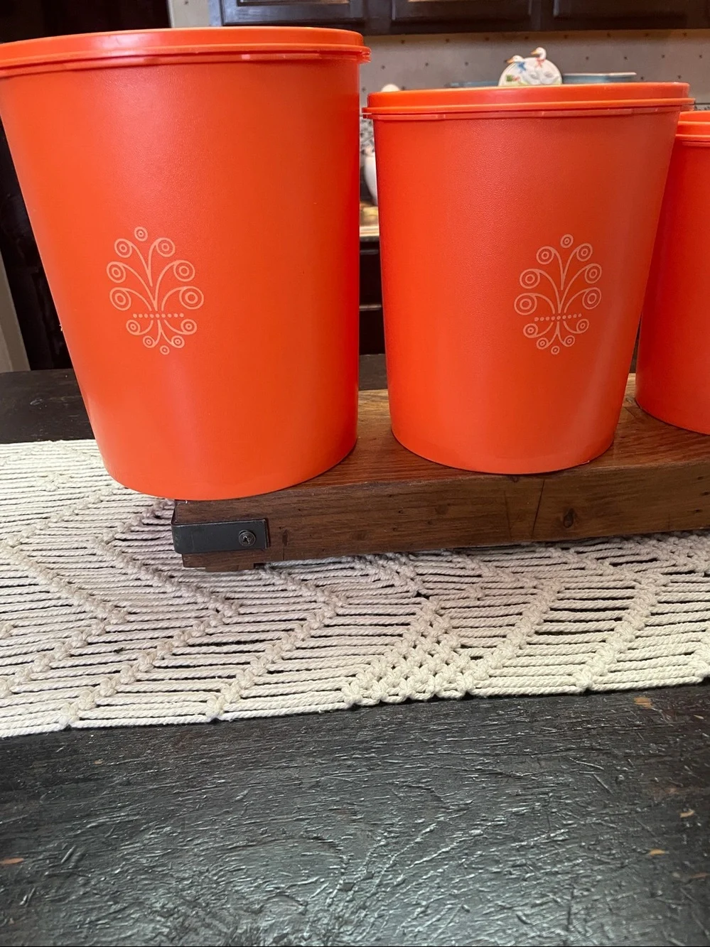 Vintage Tupperware Orange Decorative Kitchen Canister Set (4) with Bonus Items